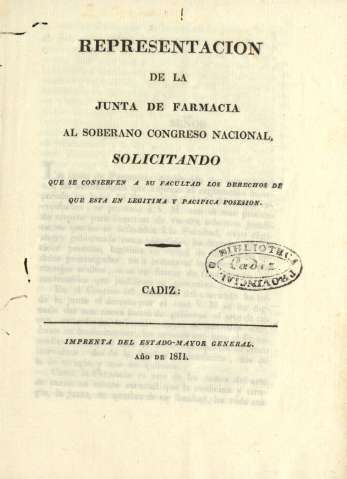 Representacion de la Junta de Farmacia al soberano Congreso Nacional ...