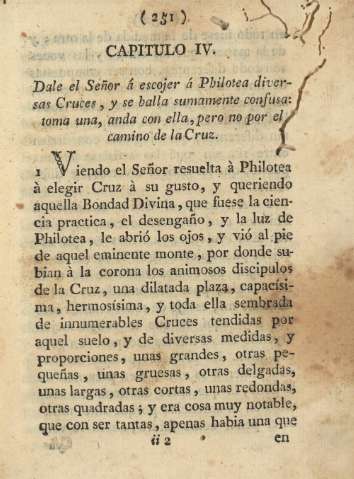 Capitulo IV. Dale el Señor á escojer á Philotea diversas Cruces, y se halla sumamente confusa ...