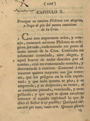 Capitulo X. Prosigue su camino Philotea con alegria, y llega al pie del monte santísimo de la cruz