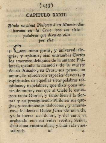 Capitulo XXXII. Rinde su alma Philotea á su Maestro Soberano en la Cruz con las siete palabras ...