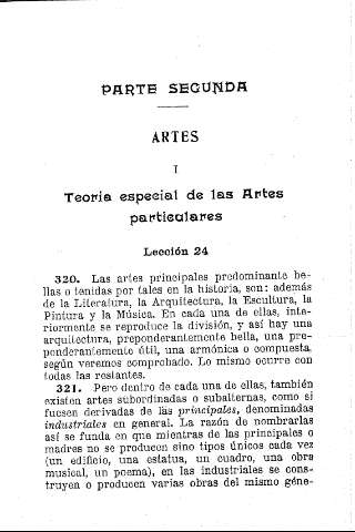 Parte segunda. Artes. I. Teoría especial de las artes particulares
