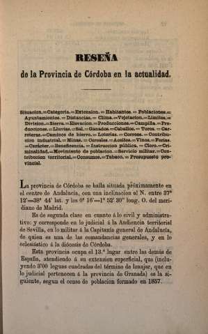 Reseña de la provincia de Córdoba en la actualidad