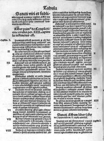 Conpunctione cordis. Liber I y Tabula 