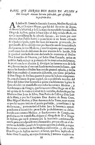 Papel que escribio Don Diego de Ayllon a Don Gonzalo Antonio Serrano ...