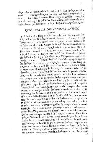 Respuesta de Don Gonzalo Antonio Serrano