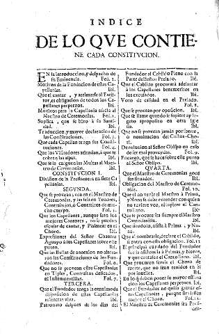 Indice de lo que contiene cada constitucion
