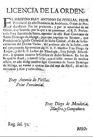 Licencia de la orden.