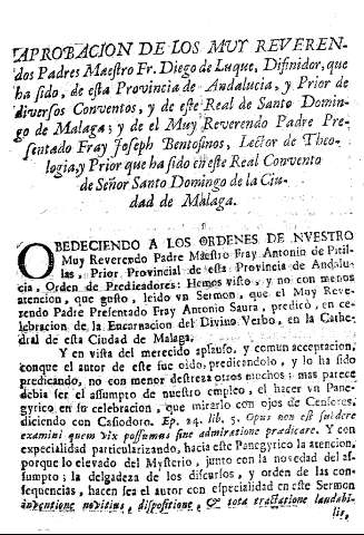 Aprobacion de los muy Reverendos Padres Maestro Fr. Diego de Luque, ... 