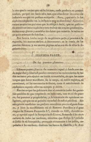 Segunda parte. De los puertos francos