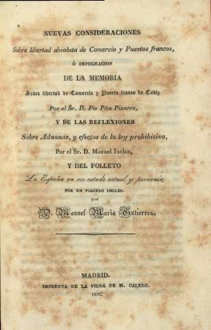 Nuevas consideraciones sobre libertad absoluta de comercio y puertos francos ...