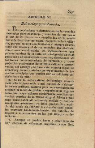 Articulo VI. Del corage y cuerda-mecha