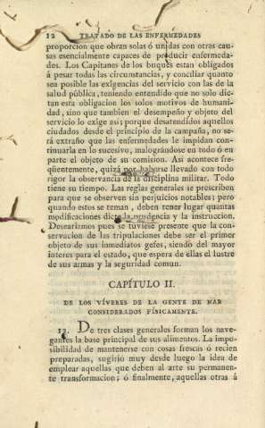 Capítulo II. De los víveres de la gente de mar considerados físicamente