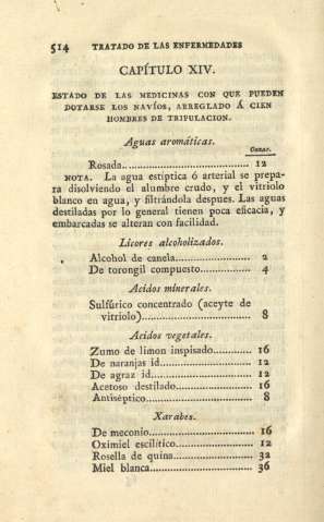 Capítulo XIV. Estado de las medicinas con que pueden dotarse los navíos ...