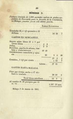 Número 3. Factura simulada de 1.000 quintales carbon de piedra expedidos a Newcastle ...