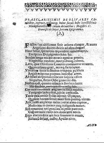 Praeclarissimis de Olivares Comitibus, extruce trifanceq; ...