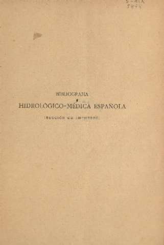 Bibliografía hidrológico-médica española (Sección de impresos)