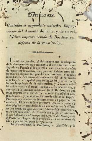 Capitulo XIX. Continúa el argumento anterior. Impugnacion del Amante de la lei ...