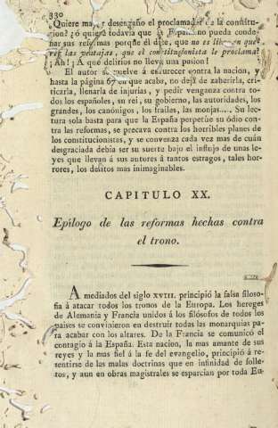 Capitulo XX. Epílogo de las reformas hechas contra el trono