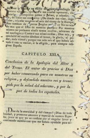 Capitulo XXI. Conclusion de la Apologia del Altar y del Trono ...