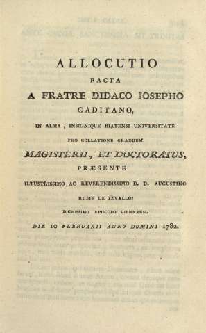 Allocutio facta a Frate didaco Josepho gaditano ...