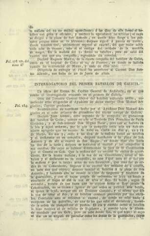 Interrogatorio del primer batallón de Galicia