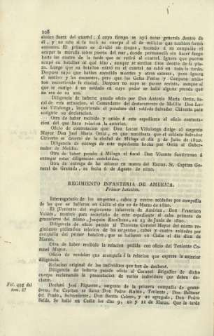 Regimiento infanteria de America. Primer batallon