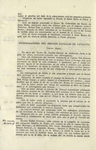 Interrogatorio del segundo batallon de Cataluña