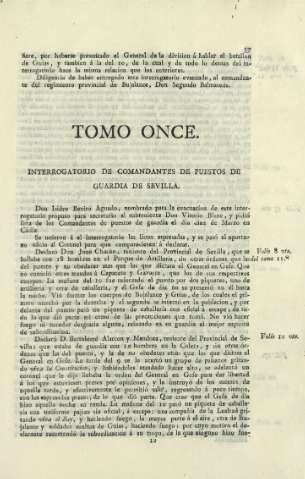 Tomo once. Interrogatorio de comandantes de puestos de guardia de Sevilla