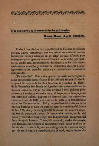 Un recuerdo á la memoria de mi madre Doña Rosa Ayén Andreo