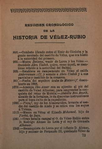 Resumen cronológico de la historia de Vélez-Rubio