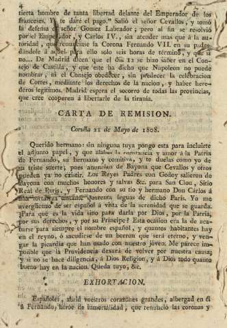 Carta de remision. Coruña 21 de Mayo de 1808