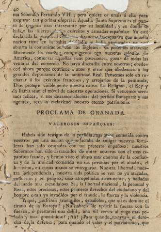 Proclama de Granada. Valerosos españoles