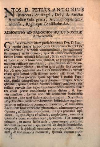 Nos D. Petrus Antonius Barroeta...