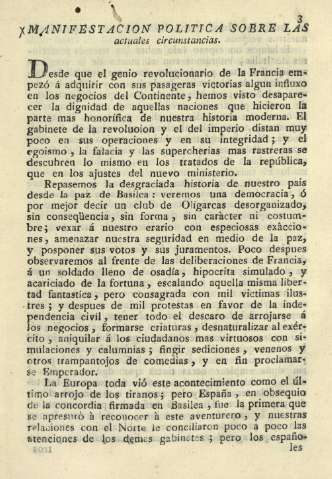 Manifestacion politica sobre las actuales circunstancias
