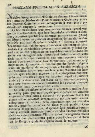 Proclama publicada en Zaragoza