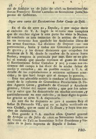 Sigue otra carta del Excelentisimo Señor Conde de Tylli
