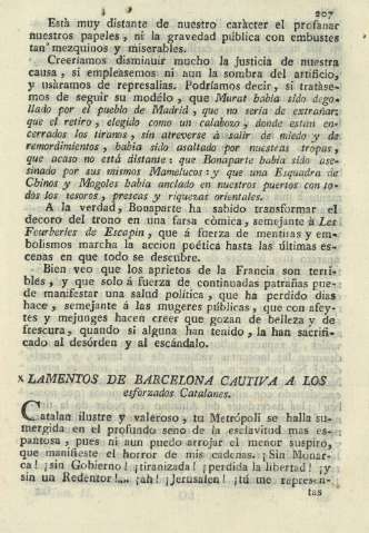 Lamentos de Barcelona cautiva a los esforzados Catalanes