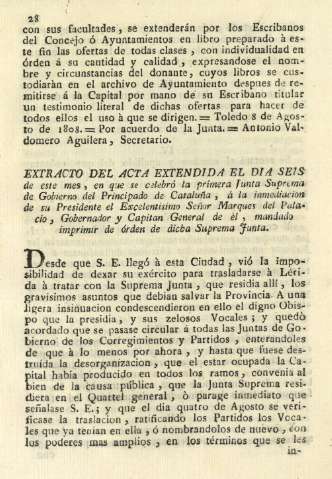 Extracto del acta extendida el dia seis de este mes, en que se celebró la primera Junta Suprema de Gobierno ...