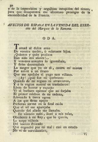 Afectos de España en la venida del exercito del MArques de la Romana