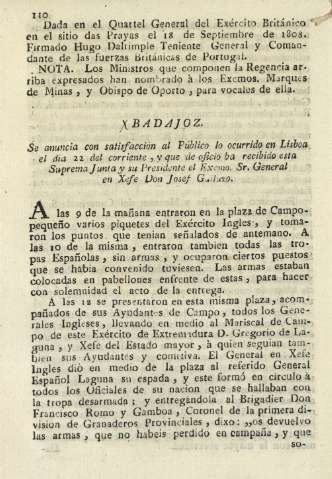 Badajoz. Se anuncia con satisfaccion al público lo ocurrido en Lisboa el dia 22 del corriente ...