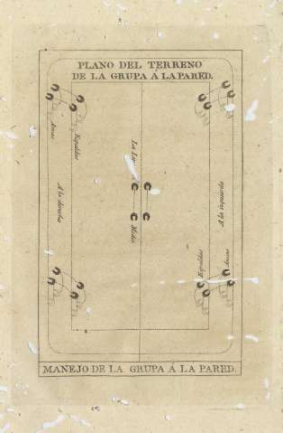 Plano del terreno de la grupa á la pared. Manejo de la grupa á la pared