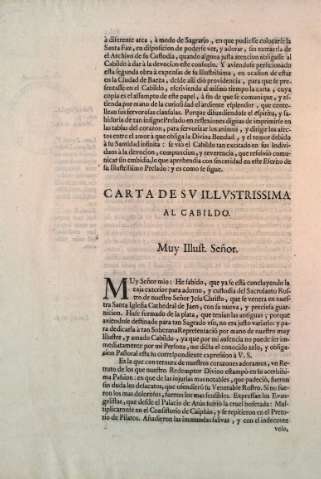 Carta de sv Illvstrissima al Cabildo