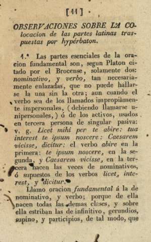 Observaciones sobre la colocacion de las partes latinas traspuestas por hypérbaton
