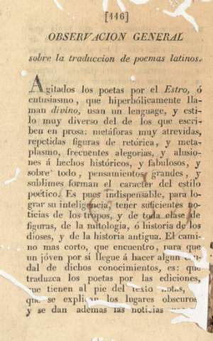 Observacion general sobre la traduccion de poemas latinos