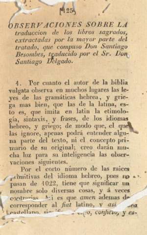 Observaciones sobre la traduccion de los libros sagrados, extractadas por la mayor parte del tratado ...