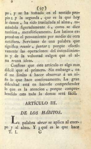 Artículo III. De los hábitos