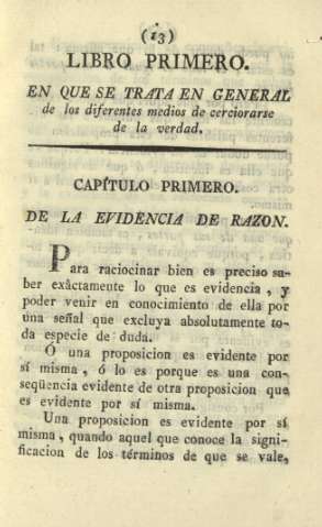 Libro primero. En que se trata en general de los diferentes medios de cerciorarse de la verdad