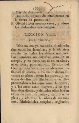 Lección VIII. De la idolatría