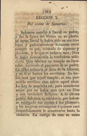 Lección X. Del cisma de Samaria