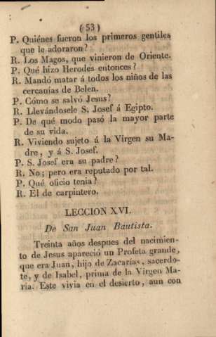 Lección XVI. De San Juan Bautista